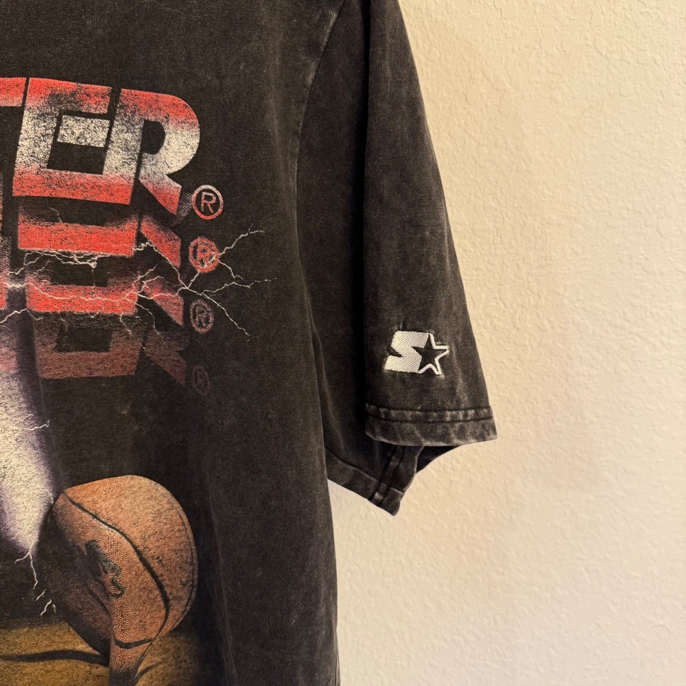 Vintage Starter Basketball T-Shirt Graphic Print Mens XL Black - Picture 2 of 9